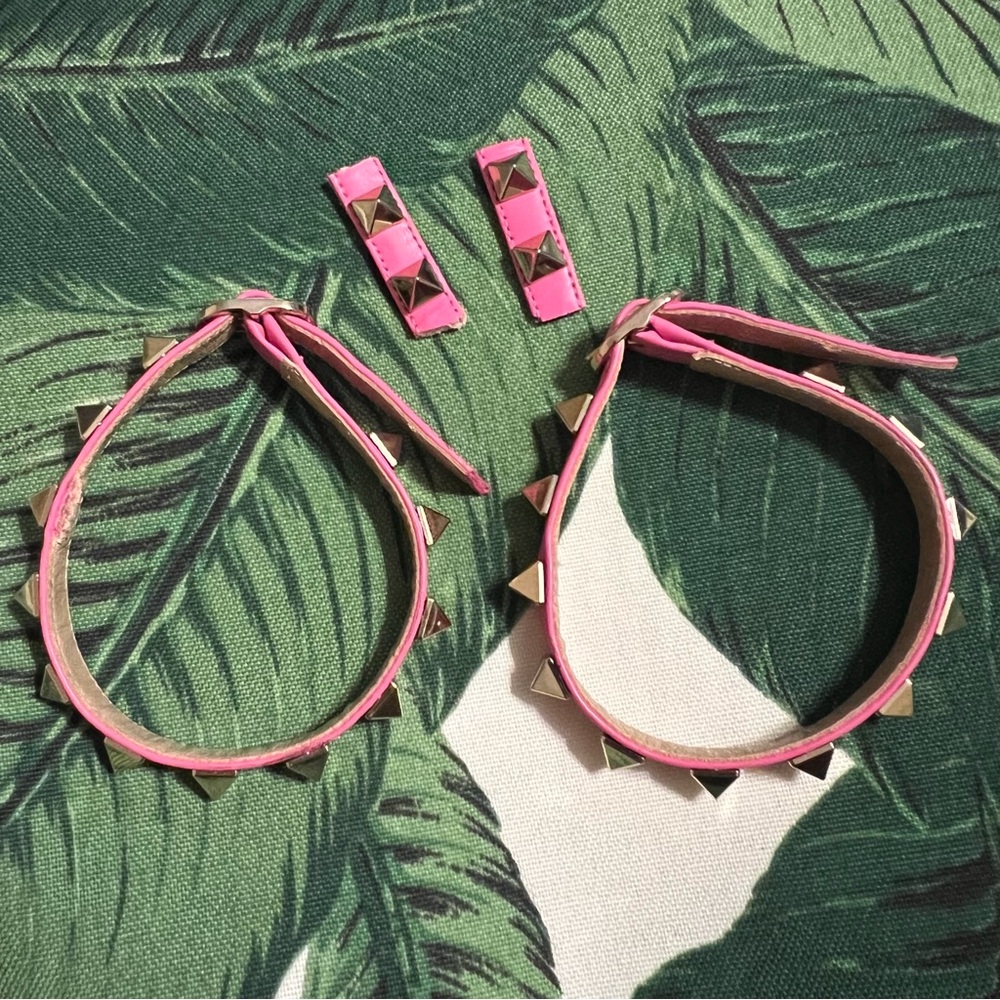 Valentino Rockstud Sandal Pink Ankle Straps - Picture 3 of 8